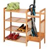 2-Shelf Entryway Shoe Rack Shelf with Bla 2-in-1 Entryway 4-Shelf Bamboo Shoe Rack and Umbrella Holderck Metal Frame and Brown Wood Top