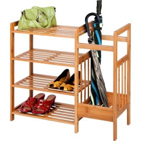 2-Shelf Entryway Shoe Rack Shelf with Bla 2-in-1 Entryway 4-Shelf Bamboo Shoe Rack and Umbrella Holderck Metal Frame and Brown Wood Top