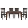 Dark Oak Finish Rectangular 1pc Dining Table with Self-Storing Extension Leaf Wooden Simple Dining Furniture